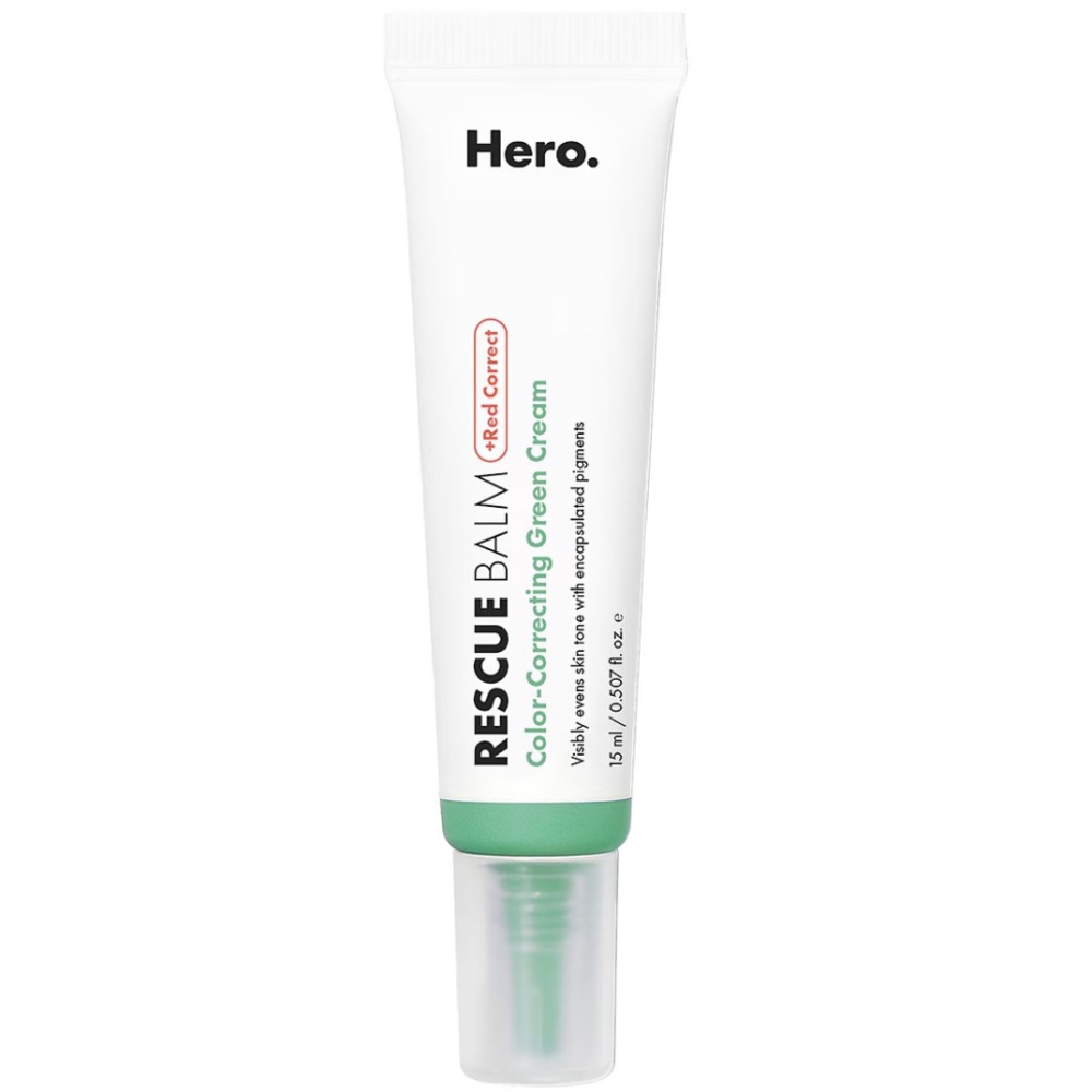 Hero Cosmetics Rescue Balm + Red Correct in Green
